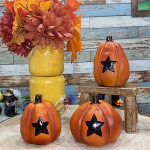 Pumpkin Trio Figures Fall Halloween Decor